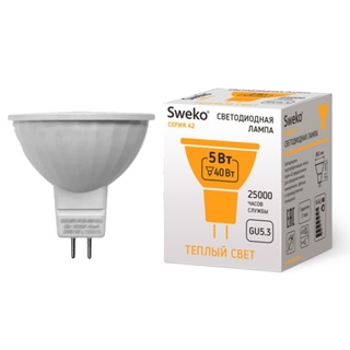 Светодиодная лампа Sweko 5Вт 3000К 420Лм GU5.3