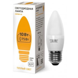 72tsk.ru - Лампа светодиодная Свеча 10Вт Е27 3000К 820Лм серия 42 38755 Sweko