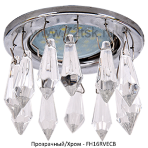 72tsk.ru - Светильник MR16 CR1003 Круг с продолговатыми хрусталиками на коротком подвесе Прозрачный/Хром Ecola