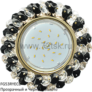 72tsk.ru - Светильник GX53 H4 5341 Круг с хрусталиками Прозрачный и Черный/Золото Ecola