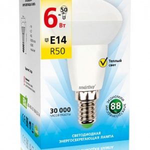 72tsk.ru - Светодиодная лампа Smartbuy LED-R50 6Вт 3000К 450Лм Е14