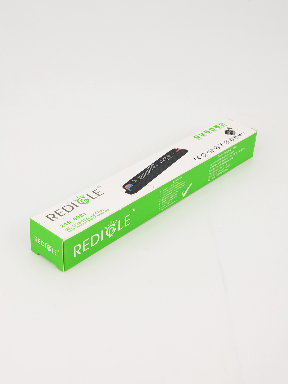 Блок питания Slim (ультратонкий) 60Вт. 24В IP20 165х25х20мм REDIGLE Блок питания Slim (ультратонкий) 60Вт. 24В IP20 165х25х20мм REDIGLE